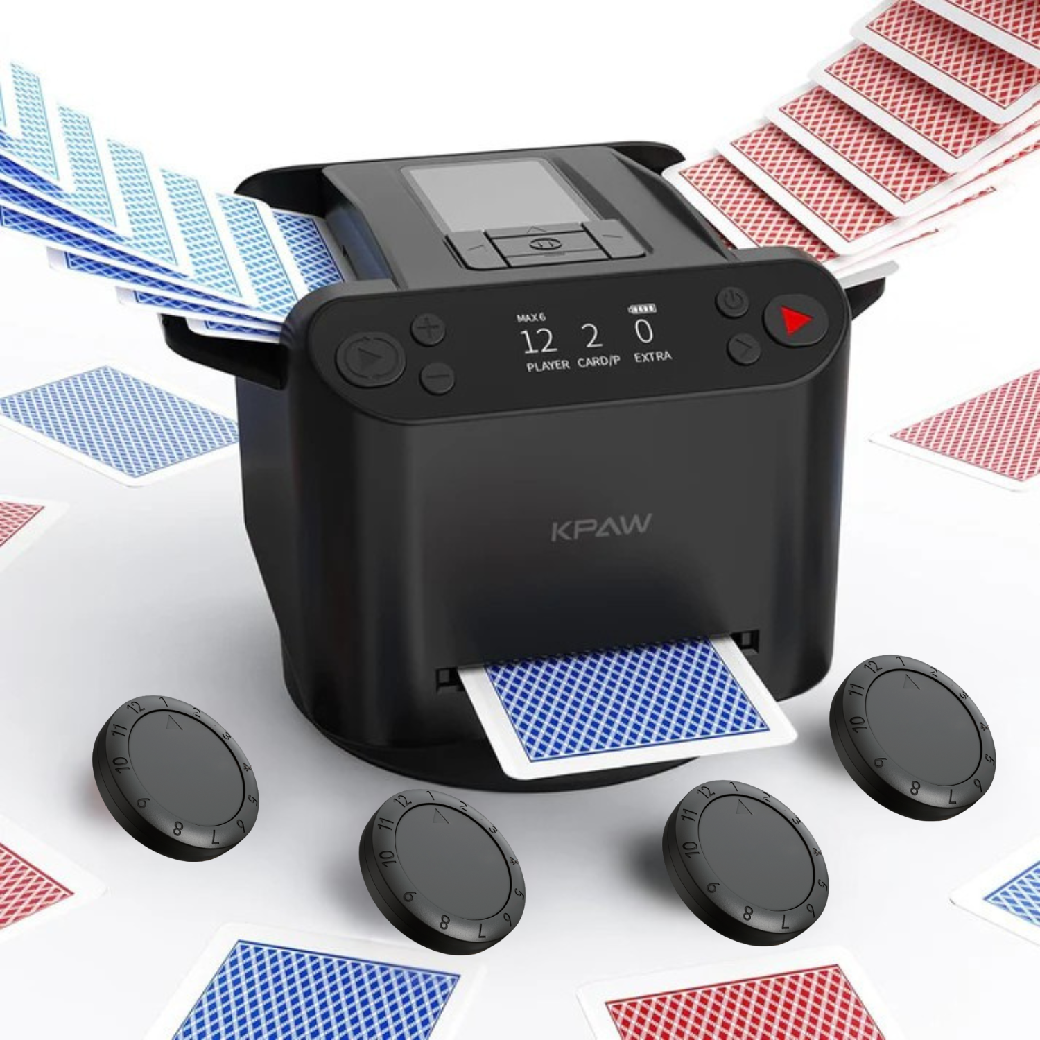 🎉2-in-1 Automatic Card Shuffler &amp; Dealer With 4 Card Drawing Remotes